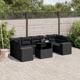 Garden sofa set 8 pieces and black synthetic rattan cushions by , Garden sets - Ref: Foro24-3269035, Price: 614,99 €, Discoun...