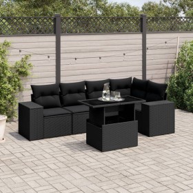 6-teiliges Gartensofa-Set und Kissen aus schwarzem Kunststoff-Rattan. von , Gartensets - Ref: Foro24-3269145, Preis: 463,99 €...