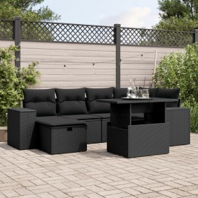 Gartensofagarnitur 7-teilig mit schwarzen Polstern aus synthetischem Rattan von , Gartensets - Ref: Foro24-3275295, Preis: 52...