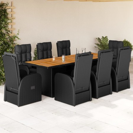 Set de comedor de jardín 9 pzas y cojines ratán sintético negro de , Conjuntos de jardín - Ref: Foro24-3277633, Precio: 1,00 ...