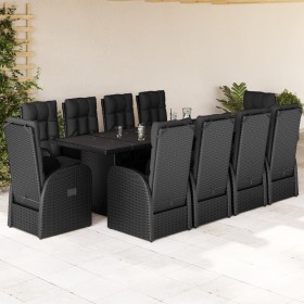 Set de comedor jardín 11 pzas con cojines ratán sintético negro de , Conjuntos de jardín - Ref: Foro24-3277644, Precio: 1,00 ...