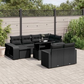 Gartensofagarnitur 11-teilig mit schwarzen Polstern aus synthetischem Rattan von , Gartensets - Ref: Foro24-3274578, Preis: 6...