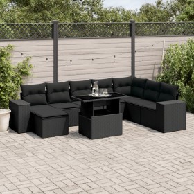 Garden sofa set 8 pieces and black synthetic rattan cushions by , Garden sets - Ref: Foro24-3269355, Price: 631,50 €, Discoun...