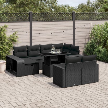 Gartensofa-Set, 11-teilig, mit schwarzen Kissen aus synthetischem Rattan. von , Gartensets - Ref: Foro24-3276501, Preis: 653,...