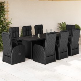 Set de comedor de jardín 9 pzas y cojines ratán sintético negro de , Conjuntos de jardín - Ref: Foro24-3277641, Precio: 1,00 ...