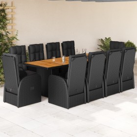 Set de comedor jardín 11 pzas con cojines ratán sintético negro de , Conjuntos de jardín - Ref: Foro24-3277634, Precio: 1,00 ...