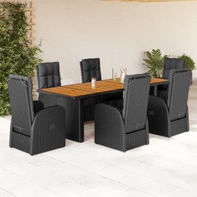 Set de comedor de jardín 7 pzas y cojines ratán sintético negro de , Conjuntos de jardín - Ref: Foro24-3277629, Precio: 1,00 ...