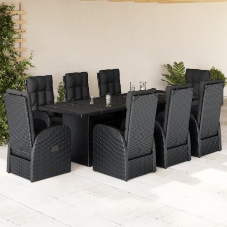 Set de comedor de jardín 9 pzas y cojines ratán sintético negro de , Conjuntos de jardín - Ref: Foro24-3277643, Precio: 1,00 ...