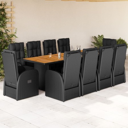 Set de comedor jardín 11 pzas con cojines ratán sintético negro de , Conjuntos de jardín - Ref: Foro24-3277636, Precio: 1,00 ...