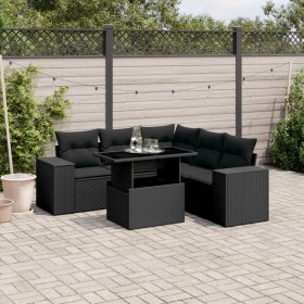 6-teiliges Gartensofa-Set und Kissen aus schwarzem Kunststoff-Rattan. von , Gartensets - Ref: Foro24-3269155, Preis: 467,99 €...