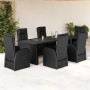 Set de comedor de jardín 7 pzas y cojines ratán sintético negro de , Conjuntos de jardín - Ref: Foro24-3277640, Precio: 1,00 ...