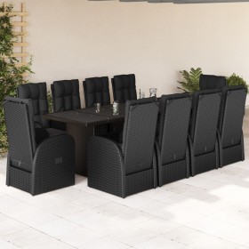 Set de comedor jardín 11 pzas con cojines ratán sintético negro de , Conjuntos de jardín - Ref: Foro24-3277642, Precio: 1,00 ...