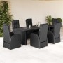 Set de comedor de jardín 7 pzas y cojines ratán sintético negro de , Conjuntos de jardín - Ref: Foro24-3277637, Precio: 1,00 ...