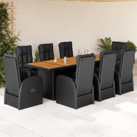 Set de comedor de jardín 9 pzas y cojines ratán sintético negro de , Conjuntos de jardín - Ref: Foro24-3277635, Precio: 1,00 ...