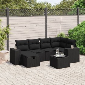 Garten-Essgruppe 7-teilig mit schwarzen Polstern aus synthetischem Rattan. von , Gartensets - Ref: Foro24-3264421, Preis: 475...