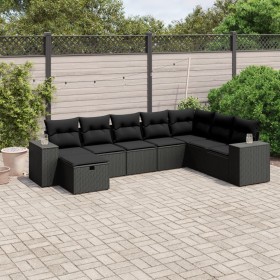 8-teiliges Gartensofa-Set und Kissen aus schwarzem Kunststoff-Rattan. von , Gartensets - Ref: Foro24-3264511, Preis: 561,99 €...