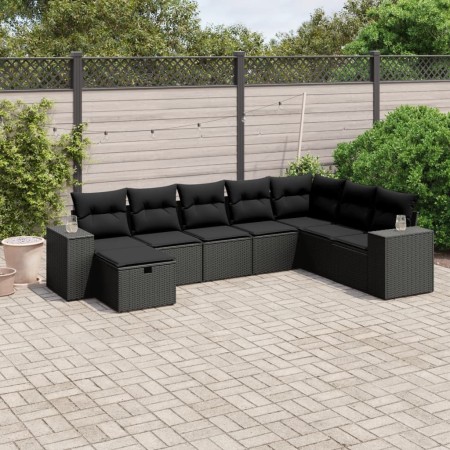 8-teiliges Gartensofa-Set und Kissen aus schwarzem Kunststoff-Rattan. von , Gartensets - Ref: Foro24-3264511, Preis: 532,76 €...