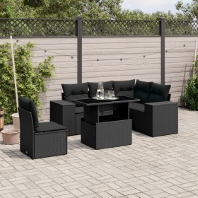 6-teiliges Gartensofa-Set und Kissen aus schwarzem Kunststoff-Rattan. von , Gartensets - Ref: Foro24-3269165, Preis: 463,99 €...