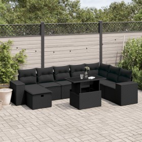 Garden sofa set 8 pieces and black synthetic rattan cushions by , Garden sets - Ref: Foro24-3275345, Price: 639,75 €, Discoun...