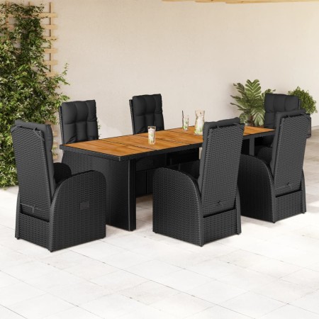 Set de comedor de jardín 7 pzas y cojines ratán sintético negro de , Conjuntos de jardín - Ref: Foro24-3277632, Precio: 1,00 ...