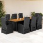 Set de comedor de jardín 9 pzas y cojines ratán sintético negro de , Conjuntos de jardín - Ref: Foro24-3277630, Precio: 1,00 ...