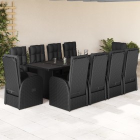 11-teiliges Garten-Esszimmer-Set mit schwarzen Polstern aus synthetischem Rattan. von , Gartensets - Ref: Foro24-3277639, Pre...