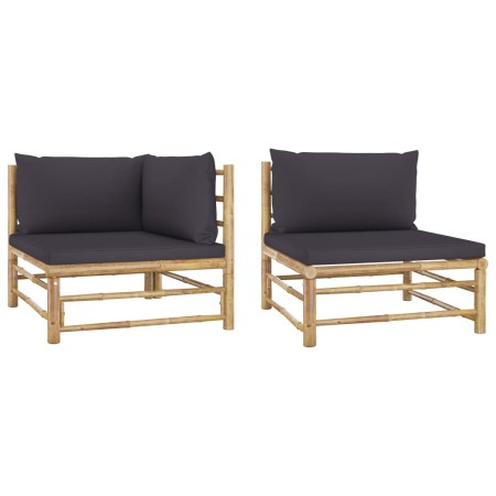 Garden furniture set 2 pieces bamboo and dark gray cushions by vidaXL, Modular outdoor sofas - Ref: Foro24-313151, Price: 230...