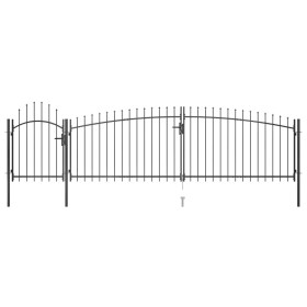 Garden fence gate with spear top 5x1.75 m black by , garden gates - Ref: Foro24-146323, Price: 483,99 €, Discount: %