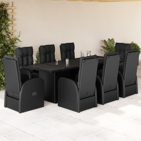 Set de comedor de jardín 9 pzas y cojines ratán sintético negro de , Conjuntos de jardín - Ref: Foro24-3277657, Precio: 1,00 ...