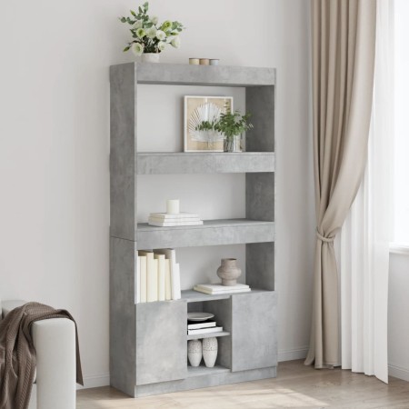 Tall engineered wood sideboard in gray concrete 92x33x180 cm by , Bookcases and shelves - Ref: Foro24-3309621, Price: 128,15 ...