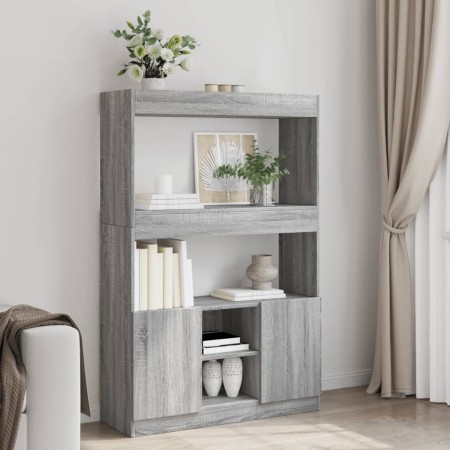 Aparador alto madera de ingeniería gris Sonoma 92x33x140 cm de , Librerías y estanterías - Ref: Foro24-3309614, Precio: 139,9...