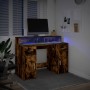 Escritorio con LED madera ingeniería roble ahumado 120x55x91 cm de , Escritorios - Ref: Foro24-3309415, Precio: 187,76 €, Des...