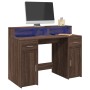 Desk with LED lights, engineered wood, brown oak, 120x55x91 cm by , Desks - Ref: Foro24-3309417, Price: 191,10 €, Discount: %