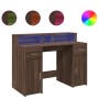 Desk with LED lights, engineered wood, brown oak, 120x55x91 cm by , Desks - Ref: Foro24-3309417, Price: 191,10 €, Discount: %