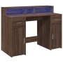 Desk with LED lights, engineered wood, brown oak, 120x55x91 cm by , Desks - Ref: Foro24-3309417, Price: 191,10 €, Discount: %