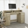 Desk with LED lighting, engineered wood in Sonoma oak, 140x55x91 cm. by , Desks - Ref: Foro24-3309422, Price: 196,55 €, Disco...