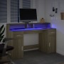 Desk with LED lighting, engineered wood in Sonoma oak, 140x55x91 cm. by , Desks - Ref: Foro24-3309422, Price: 196,55 €, Disco...