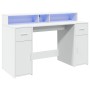 Engineered wood white desk with LED light 140x55x91 cm by , Desks - Ref: Foro24-3309420, Price: 207,38 €, Discount: %