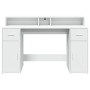 Engineered wood white desk with LED light 140x55x91 cm by , Desks - Ref: Foro24-3309420, Price: 207,38 €, Discount: %