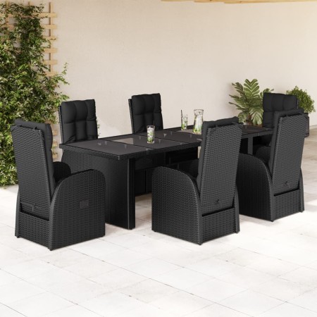 Set de comedor de jardín 7 pzas y cojines ratán sintético negro de , Conjuntos de jardín - Ref: Foro24-3277656, Precio: 1,00 ...