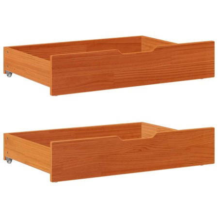 Underbed drawers with wheels, 2 units, solid pine wood, brown. by , Home storage drawers - Ref: Foro24-850928, Price: 68,74 €...