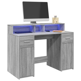 Engineered wood gray Sonoma 120x55x91 cm desk with LED lighting by , Desks - Ref: Foro24-3309416, Price: 206,99 €, Discount: %