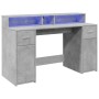 Desk with LED lights, engineered wood, gray concrete finish, 140x55x91 cm. by , Desks - Ref: Foro24-3309423, Price: 198,44 €,...