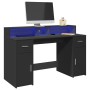 Engineered wood black desk with LED light 140x55x91 cm by , Desks - Ref: Foro24-3309421, Price: 212,56 €, Discount: %