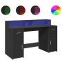 Engineered wood black desk with LED light 140x55x91 cm by , Desks - Ref: Foro24-3309421, Price: 212,56 €, Discount: %