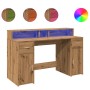 Engineered oak artisan wood desk with LED lights, measuring 140x55x91cm. by , Desks - Ref: Foro24-3309428, Price: 198,68 €, D...