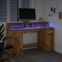 Escritorio con LED madera ingeniería roble artisian 140x55x91cm de , Escritorios - Ref: Foro24-3309428, Precio: 181,50 €, Des...