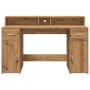 Engineered oak artisan wood desk with LED lights, measuring 140x55x91cm. by , Desks - Ref: Foro24-3309428, Price: 198,68 €, D...