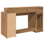 Escritorio con LED madera ingeniería roble artisian 140x55x91cm de , Escritorios - Ref: Foro24-3309428, Precio: 181,50 €, Des...