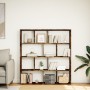 Engineered wood smoked oak bookshelf 132x29x141.5 cm by , Bookcases and shelves - Ref: Foro24-3310311, Price: 120,62 €, Disco...